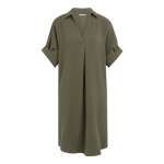YAYA V-neck dress with pleated slee army green
