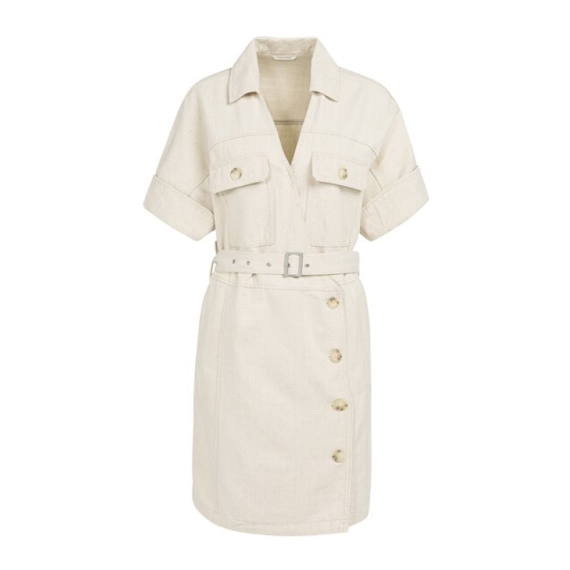 YAYA Denim look dress cloud creme white