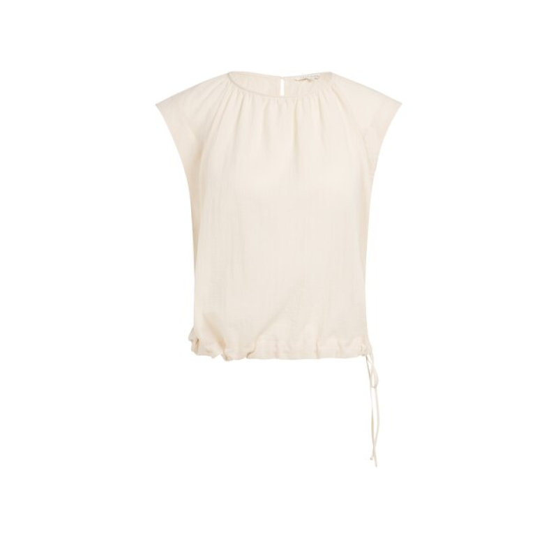 YAYA Sleeveless top with tube collar cloud creme