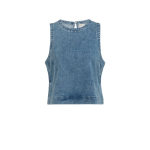 YAYA Sleeveless loose fit denim top mid blue denim