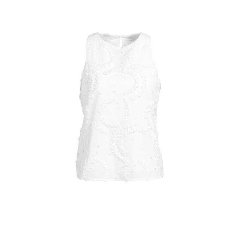 YAYA Embroided sleeveless top white