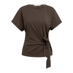 YAYA Top met ronde hals en knoopdetail aubergine purple