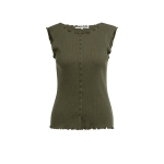 YAYA Sleeveless top with small buttons army green melange