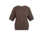 YAYA Jersey top with knitted outlook chocolate brown