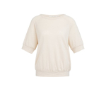 YAYA Jersey top with knitted outlook cloud creme white