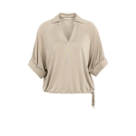 YAYA Jersey top with pleated sleeve crockery brown