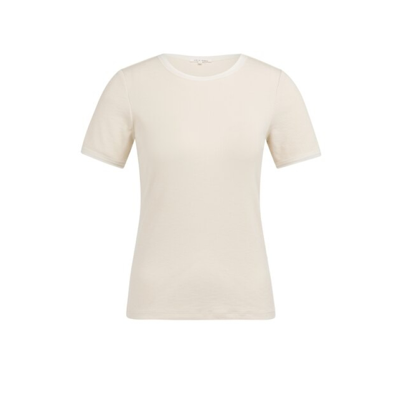 YAYA T-shirt with mesh edge creme beige