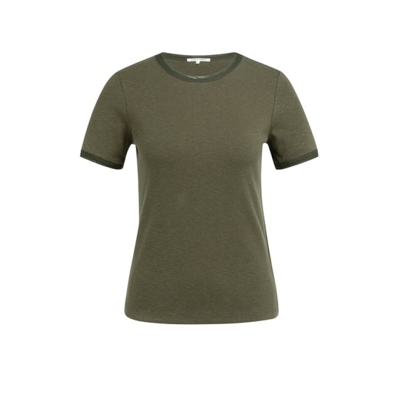YAYA T-shirt with mesh edge army green