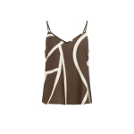 YAYA Printed v-neck singlet chocolate brown