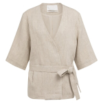 YAYA Wikkeljack van linnenmix met ceintuur light beige melange