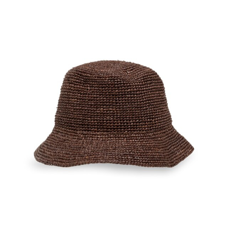 YAYA Bucket hat van gehaakt stro aubergine purple
