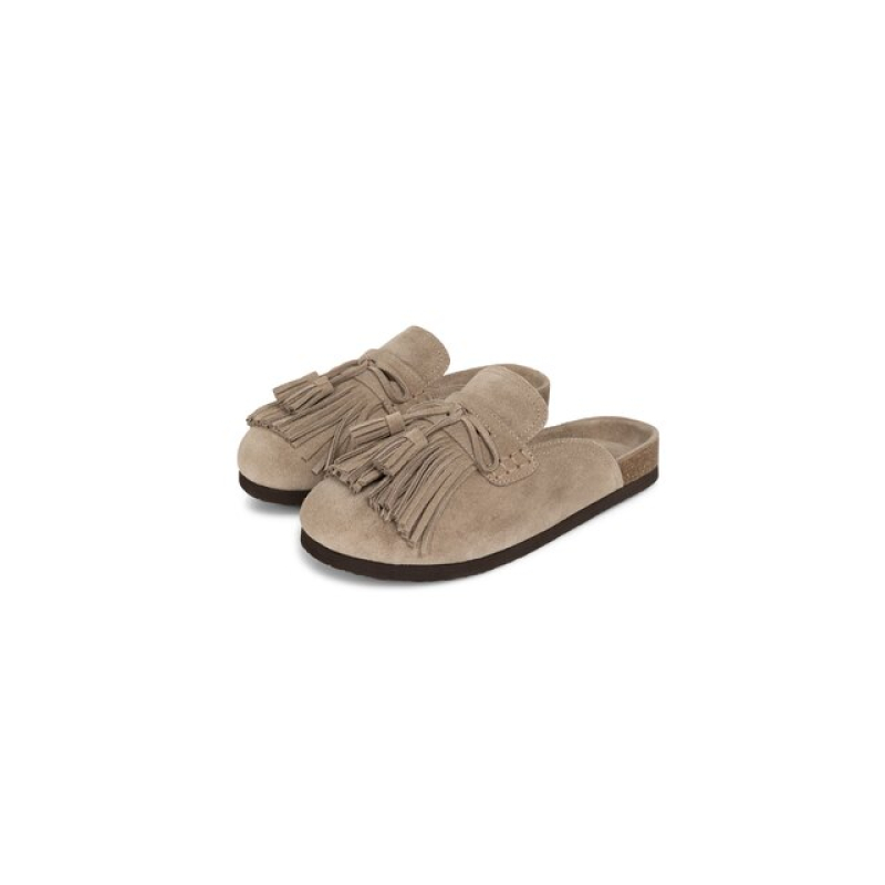 YAYA Suede boat shoes with tassels washed brown