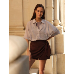 YAYA Vleermuismouw blouse met gevlochten detail alabaster gray