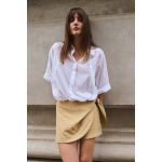 YAYA Vleermuismouw blouse met gevlochten detail pure white