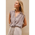 YAYA Mouwloze blouse met strikdetail storm cloud grey