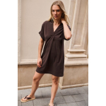 YAYA Jerseyjurk met geplooide pofmouwen aubergine purple