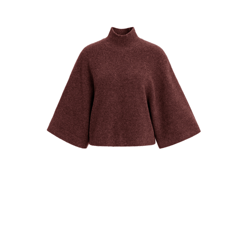 YAYA Trui met hoge hals en wijde mouwen choco red