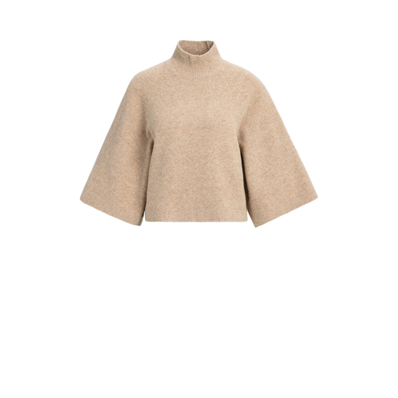 YAYA Trui met hoge hals en wijde mouwen dark beige