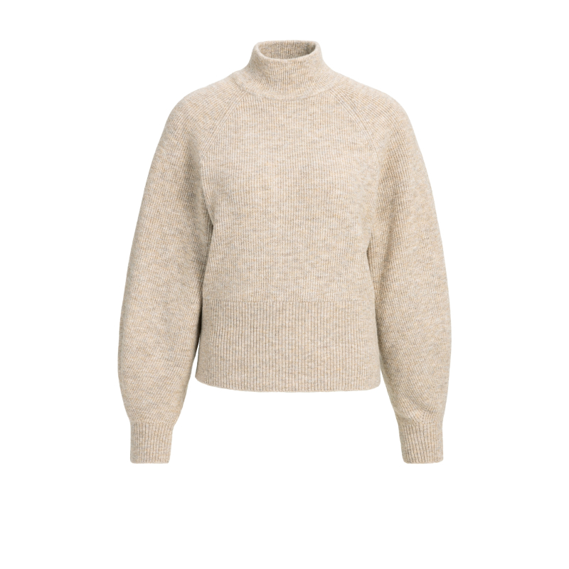 YAYA Trui met hoge hals en wijde mouwen light beige 