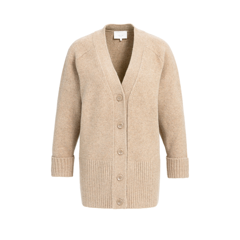 YAYA Cardigan in ribsteek dark beige
