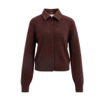 YAYA Vest met afneembare kraag choco/red