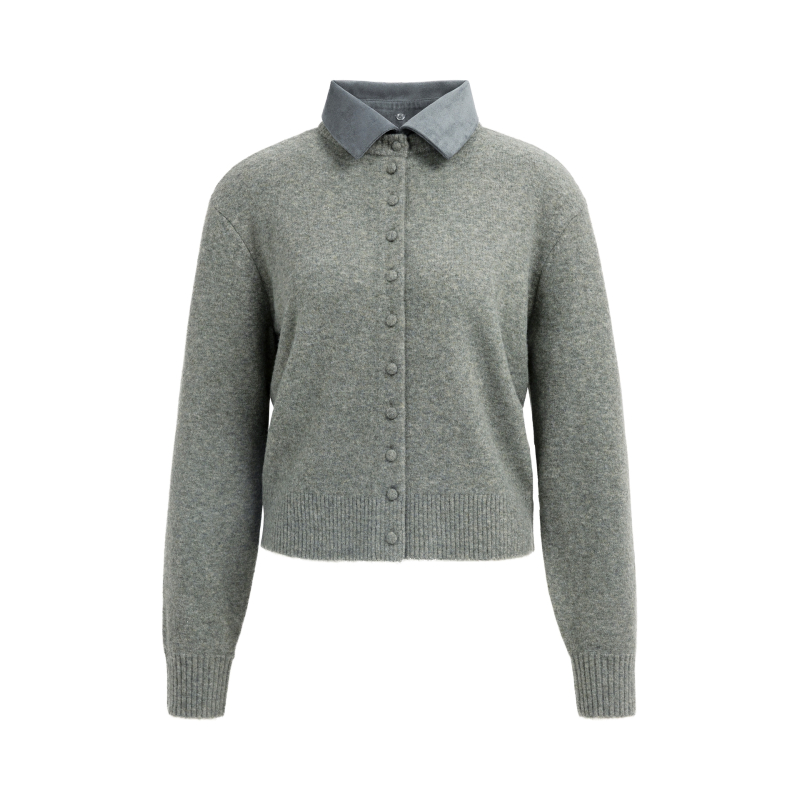 YAYA Vest met afneembare kraag grey