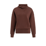 YAYA Sweatshirt met hoge, gedrapeerde halslijn choco/red