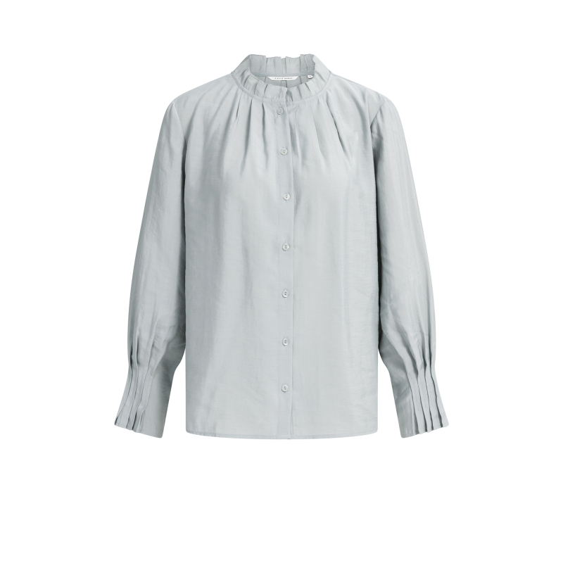 YAYA Blouse met geplooide kraag en manchetten gray