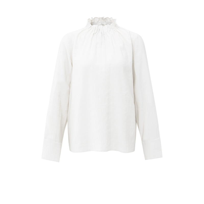 YAYA Top met hoge hals en trekkoord in de zoom pure white