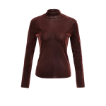 YAYA Top van fluwelen mesh met hoge halslijn brown