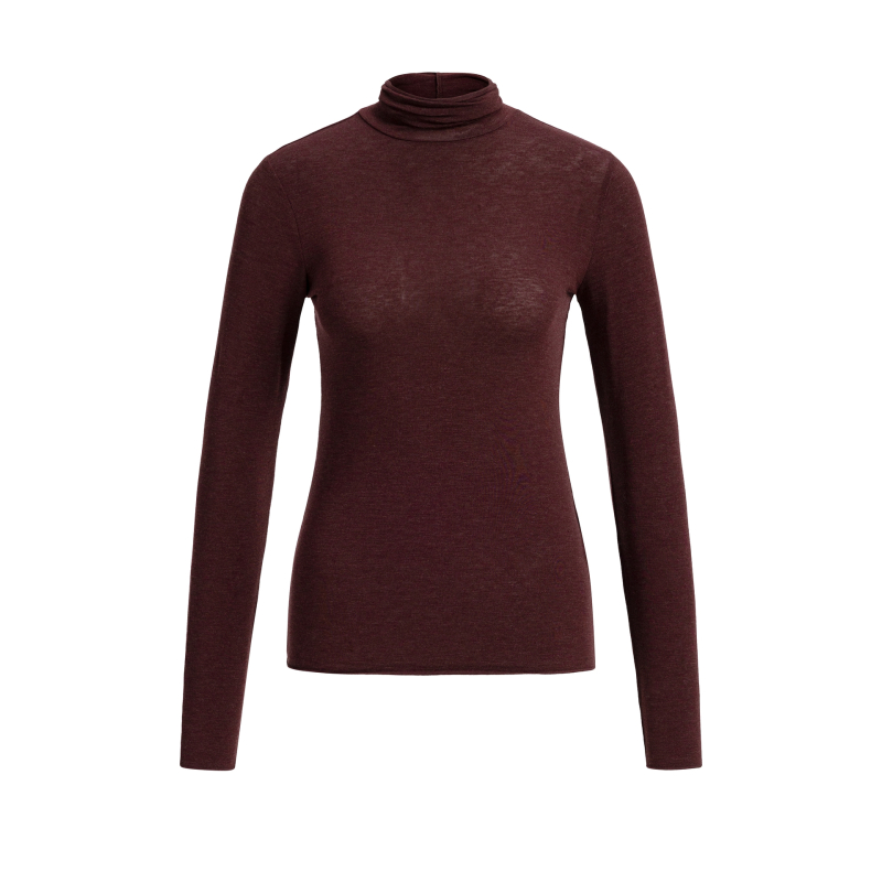 YAYA Top met lange mouwen en hoge halslijn choco/red