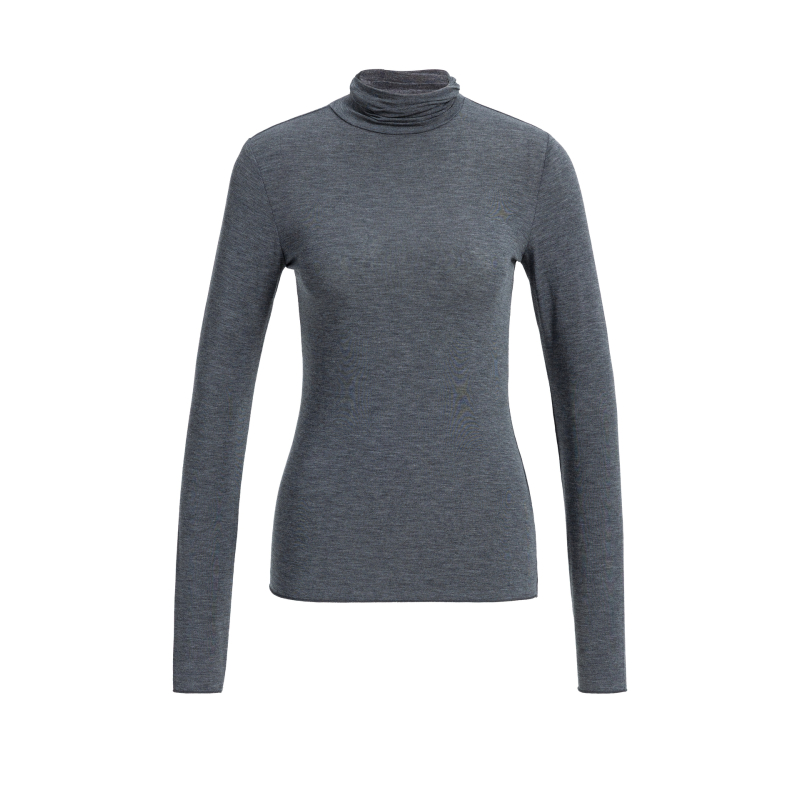 YAYA Top met lange mouwen en hoge halslijn anthracite
