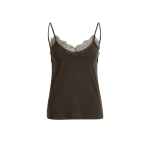 YAYA Jersey singlet met kanten rand brown