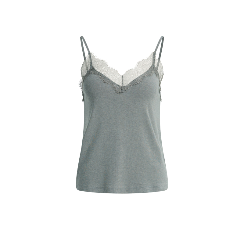 YAYA Jersey singlet met kanten rand soap grey