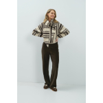 YAYA Trui met boothals en strepen light beige