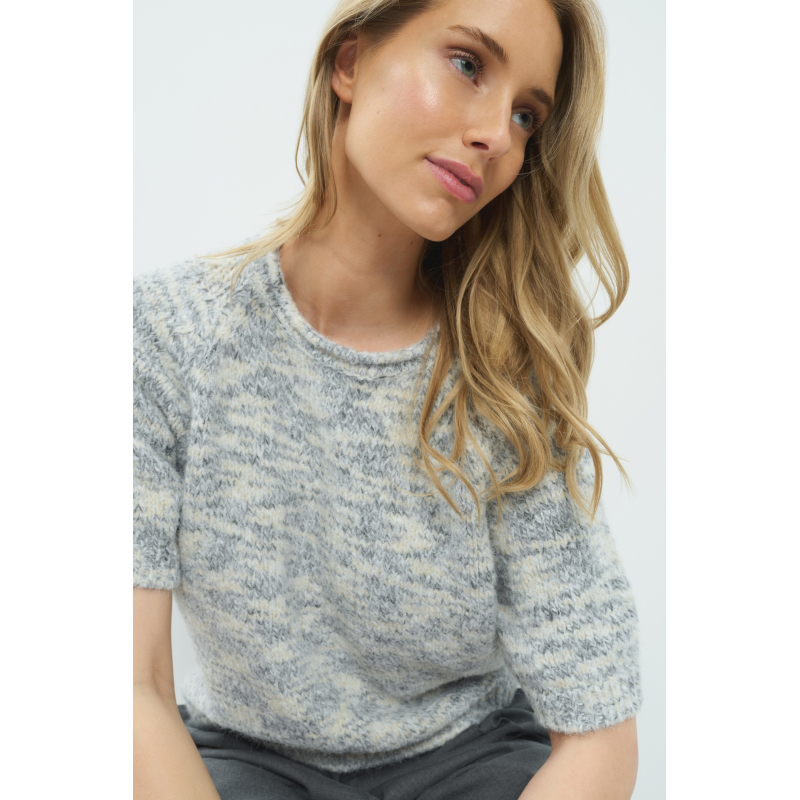 YAYA Multicolor trui met korte mouwen gray melange