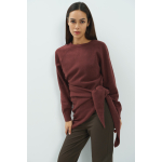 YAYA Trui met lange mouwen en open rug chocolate red