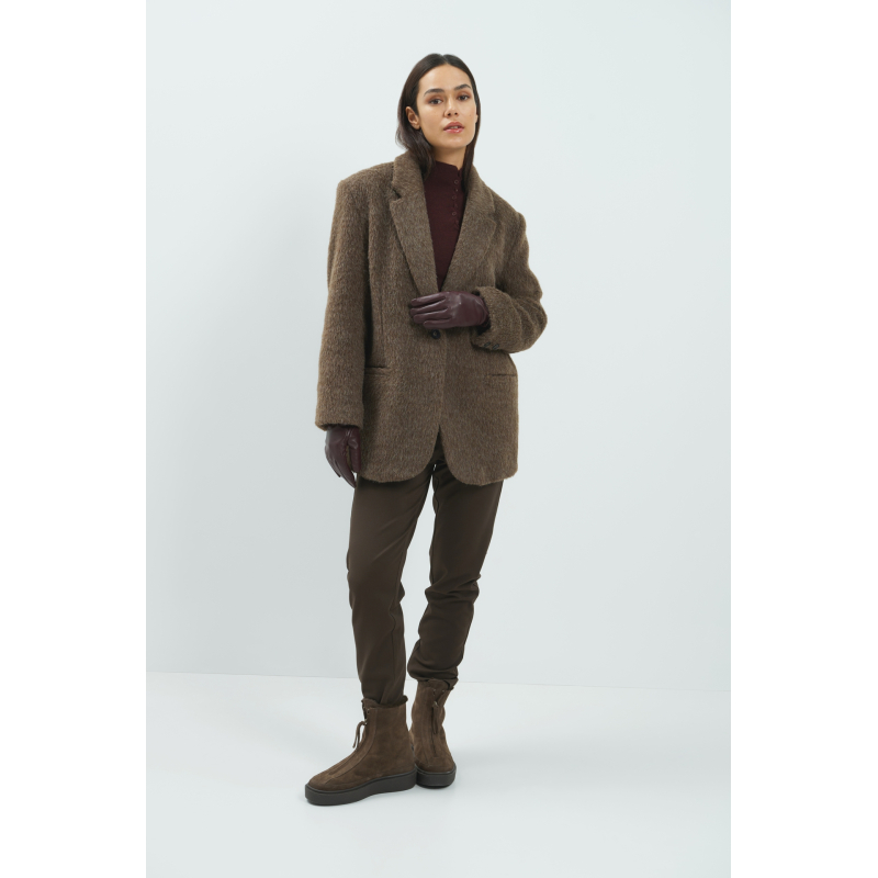 YAYA Geweven stretch tregging met ritssluiting aan de manchetten brown