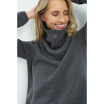 YAYA Trui met sjaal met knoopjes anthracite