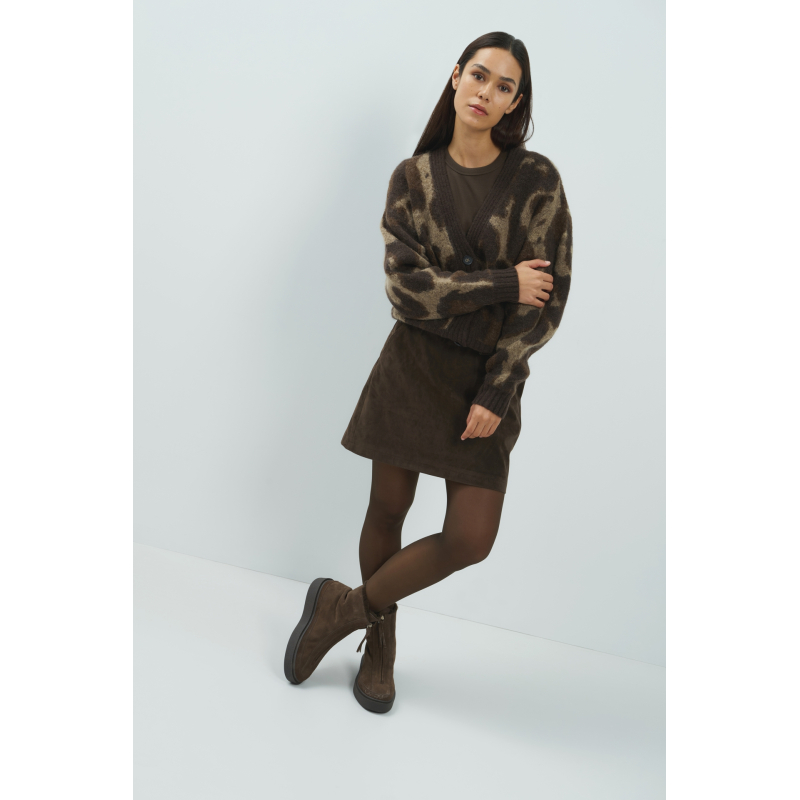 YAYA Suède minirok met een sierlijke riem brown
