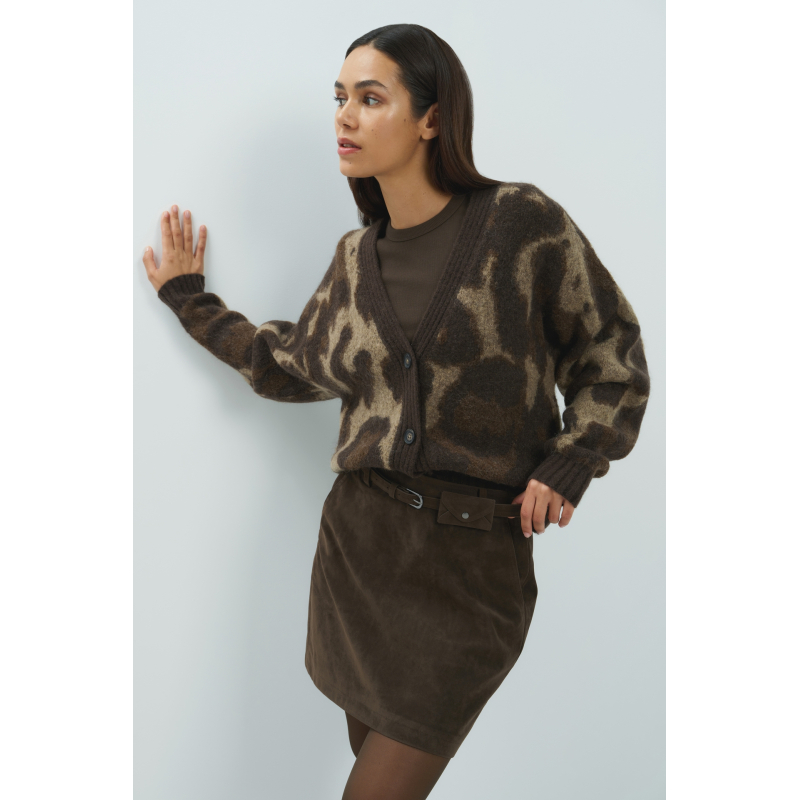 YAYA Gebreide vestmouwen met vleermuismouwen cocoa brown
