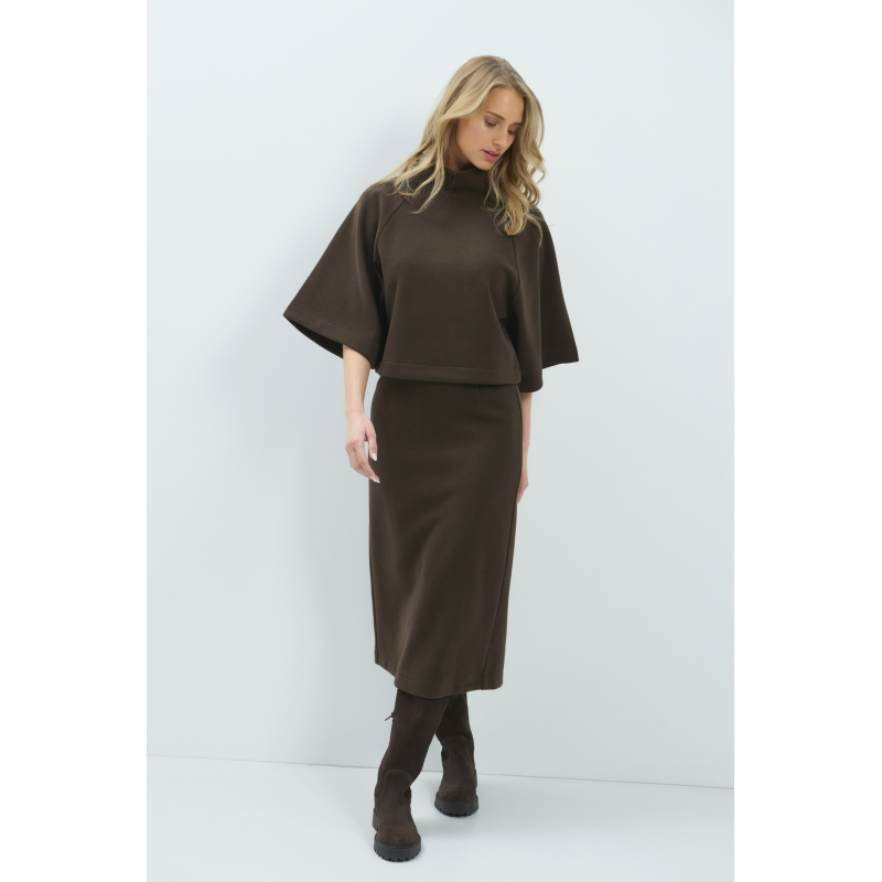 YAYA Sweatshirt van geborsteld jersey met wijde mouwen brown