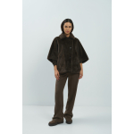 YAYA Geweven, gestructureerde, rechte broek met getailleerde band brown