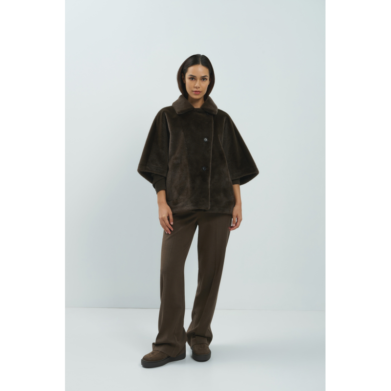 YAYA Geweven, gestructureerde, rechte broek met getailleerde band brown