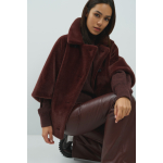 YAYA Oversized omkeerbare mouwloze jas van imitatiebont choco/red