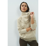 YAYA Trui met sjaal met knoopjes light beige
