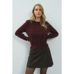 YAYA Gebreide trui met details op de schouders choco/red