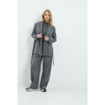 YAYA Geweven broek met rechte pijpen en plooien grey