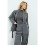 YAYA Geweven wikkelblazer met riemdetails grey