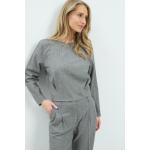 YAYA Flanellen top met lange mouwen en plooien grey